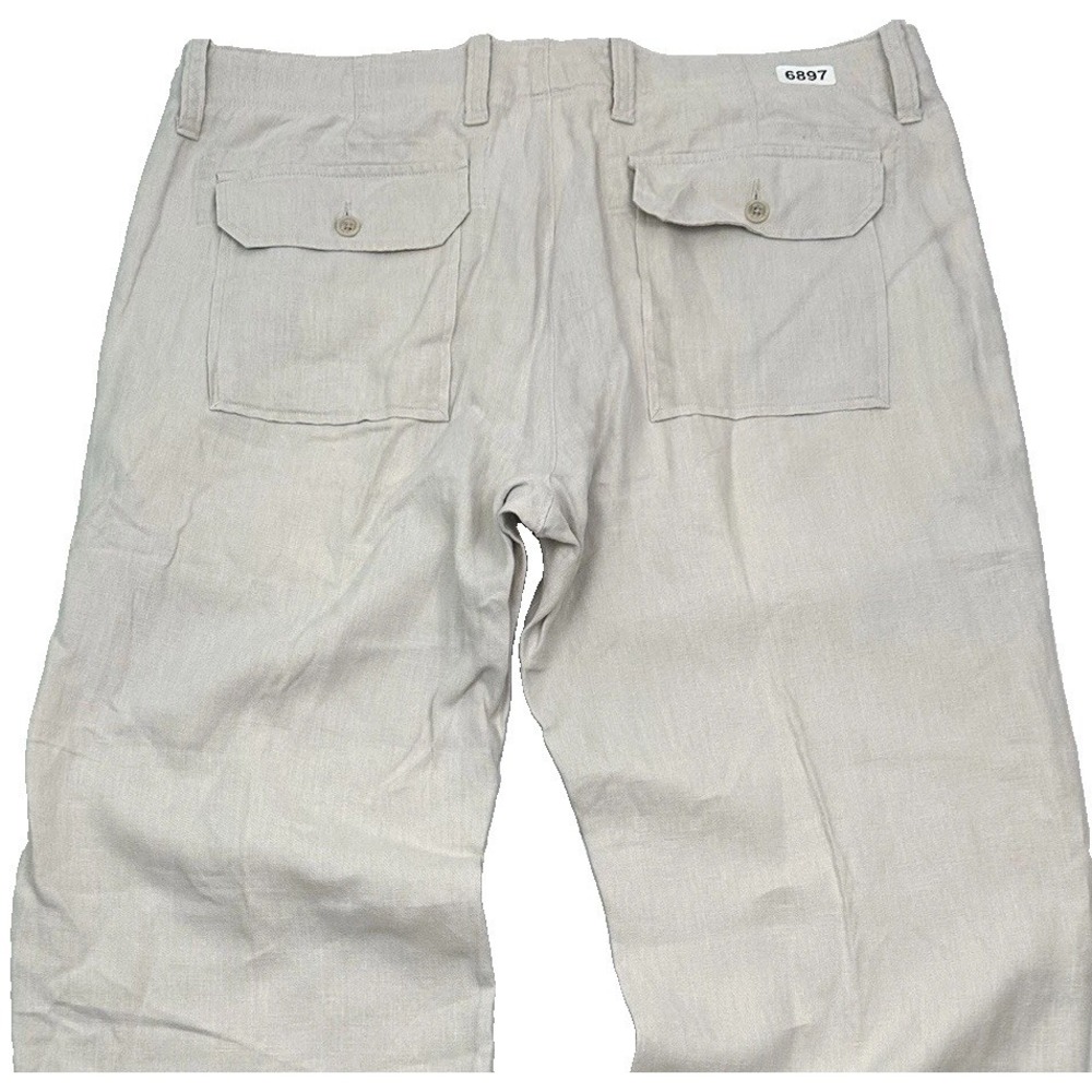 Banana Republic 100% Linen Pants Men 38x32 Tan Beige Baggy Straight Y2K VTG